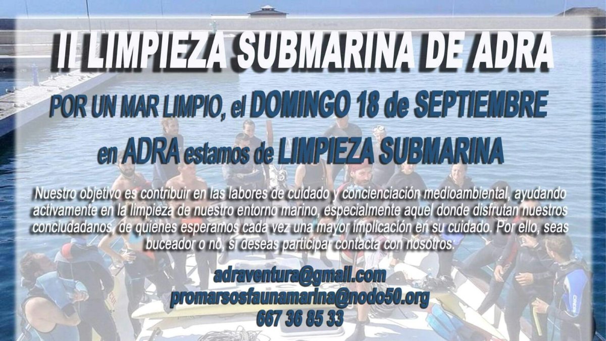 Cartel informativa de la segunda limpieza organizada en Adra.