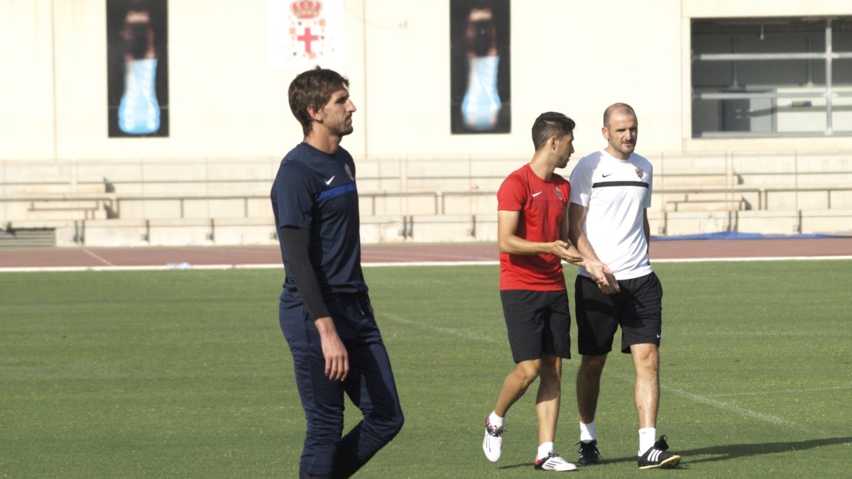 Julián Cuesta en el entrenamiento de este miércoles.