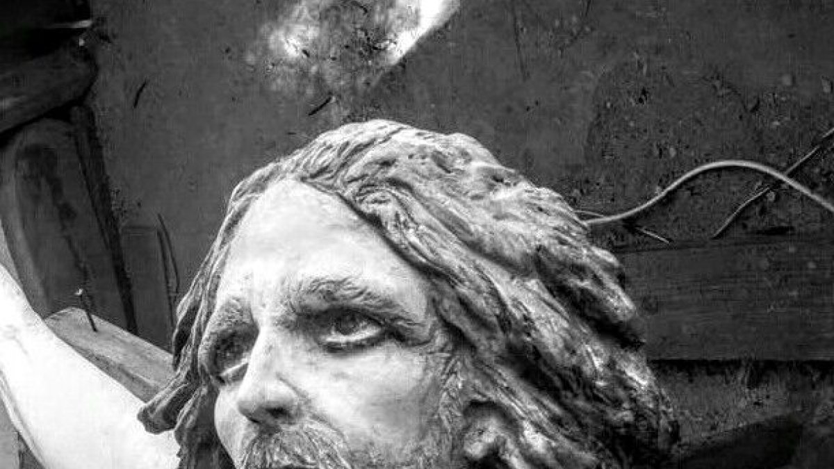 Imagen aún sin policromar del Cristo de los Gitanos, bajo la advocación de 