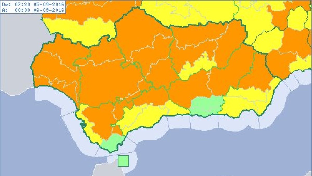 Prácticamente toda Andalucía se encuentra hoy en alerta.