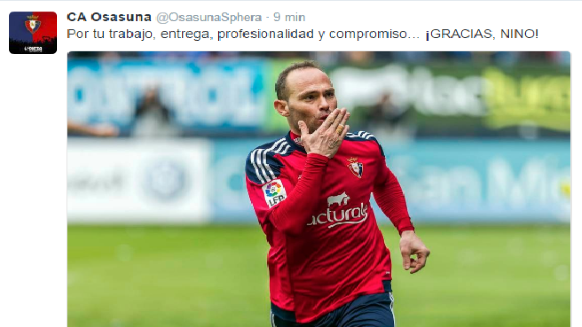 Osasuna agradece los servicios a Nino.