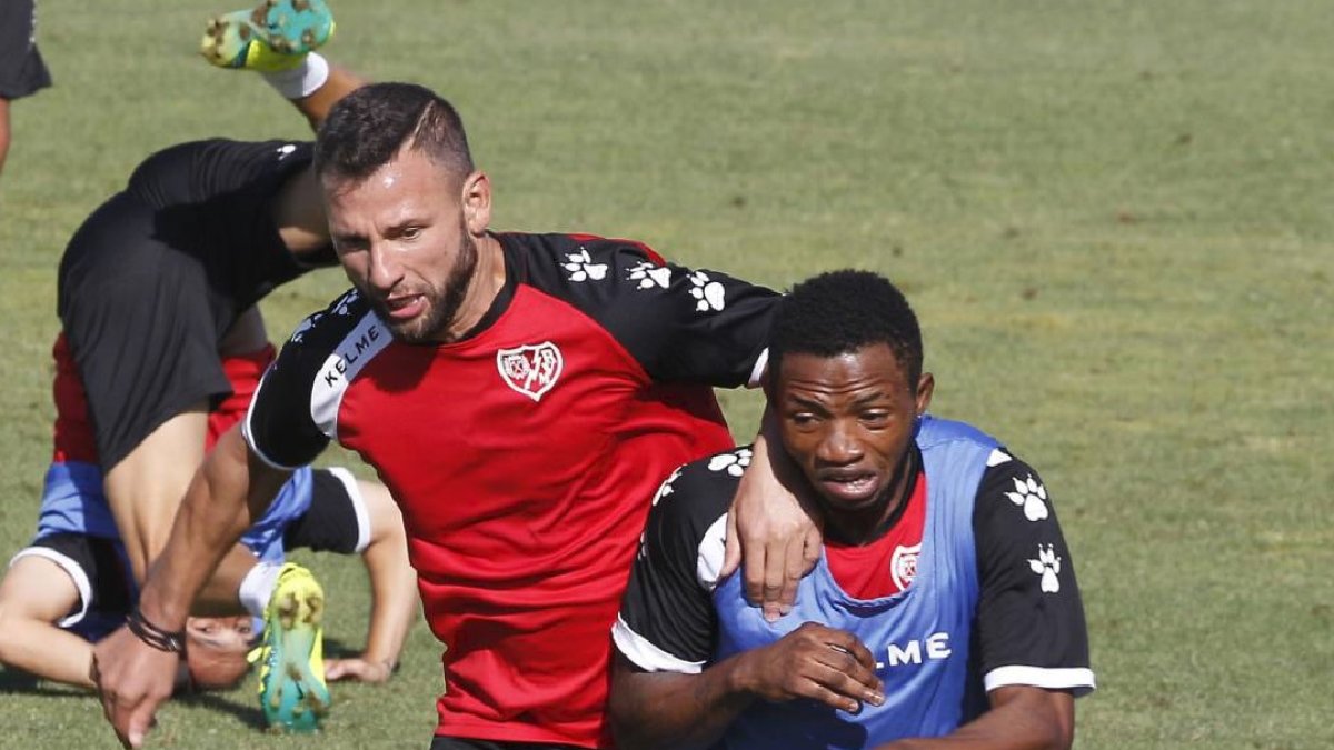 El jugador en la sesión de entrenamiento.
