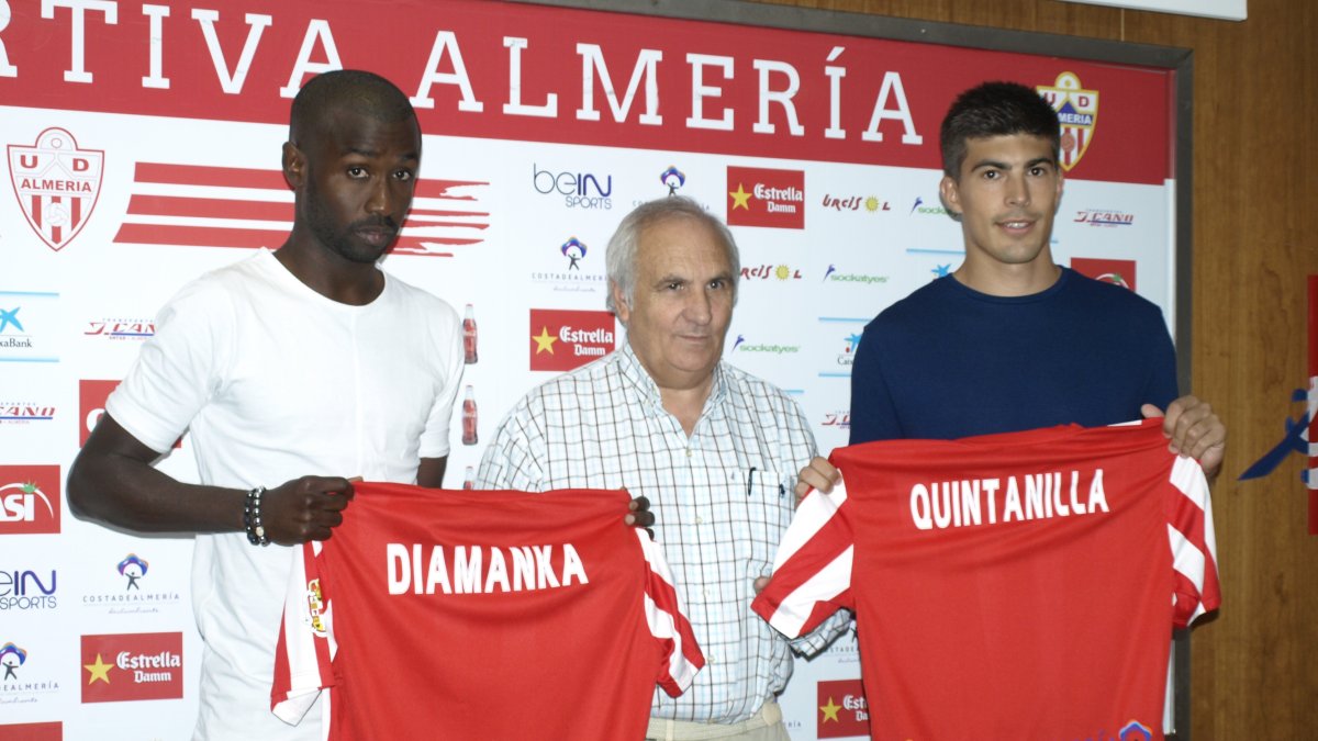 El presidente con Diamanka y Quintanilla.