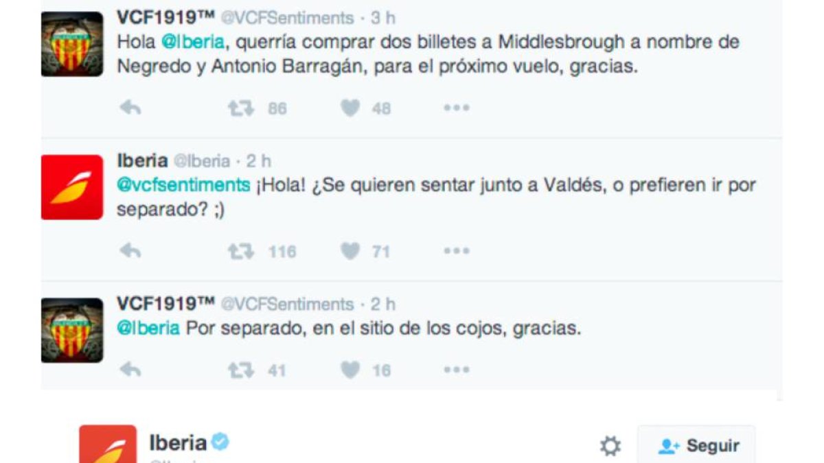 El Valencia e Iberia discuten en Twitter.