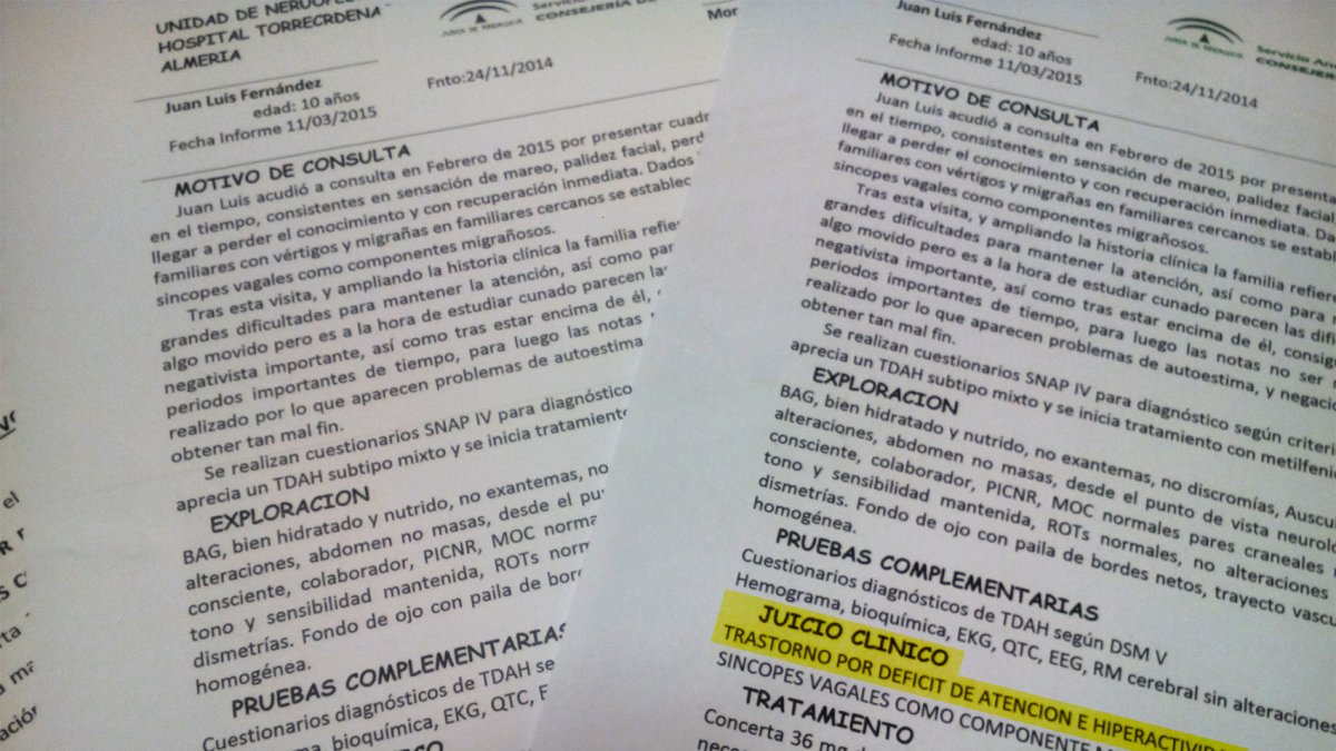 Imagen de los diagnósticos realizados por facultativos del Hospital de Torrecárdenas