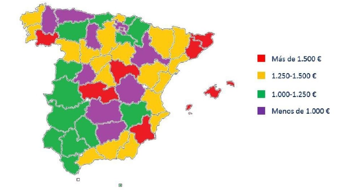 Mapa de las cuantías defraudadas