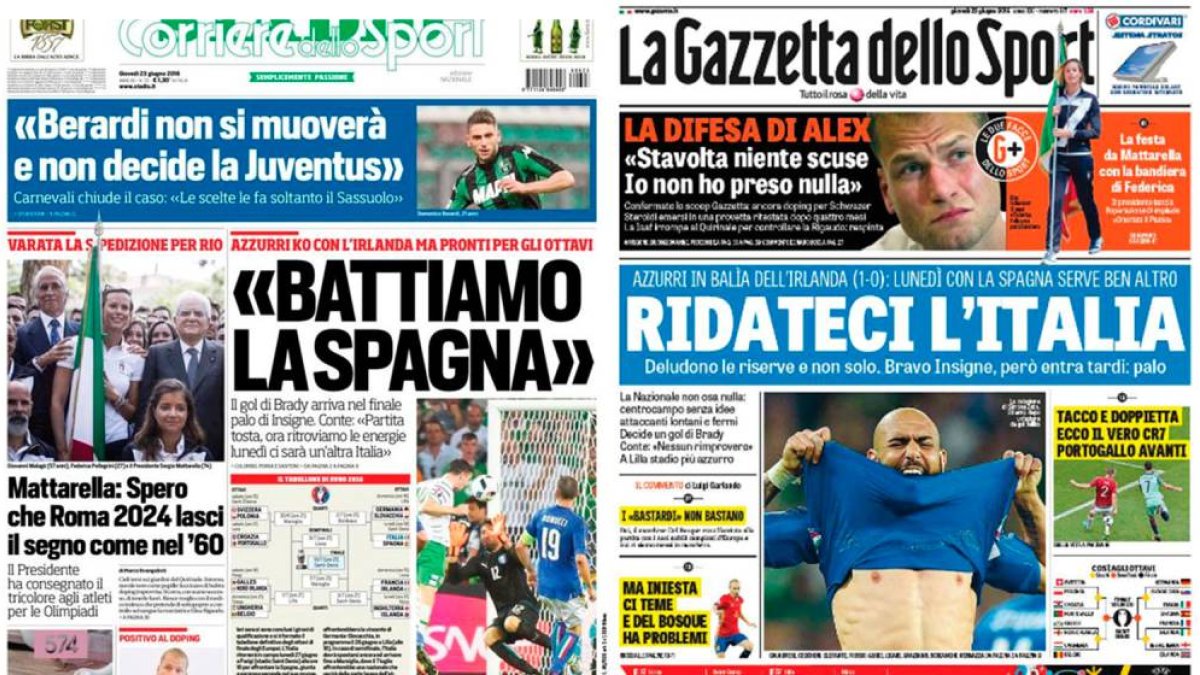 La prensa italiana levanta la moral.