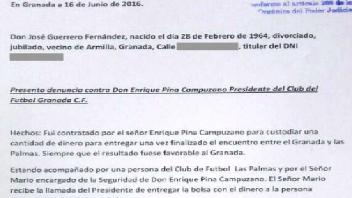 Un extracto de la denuncia.