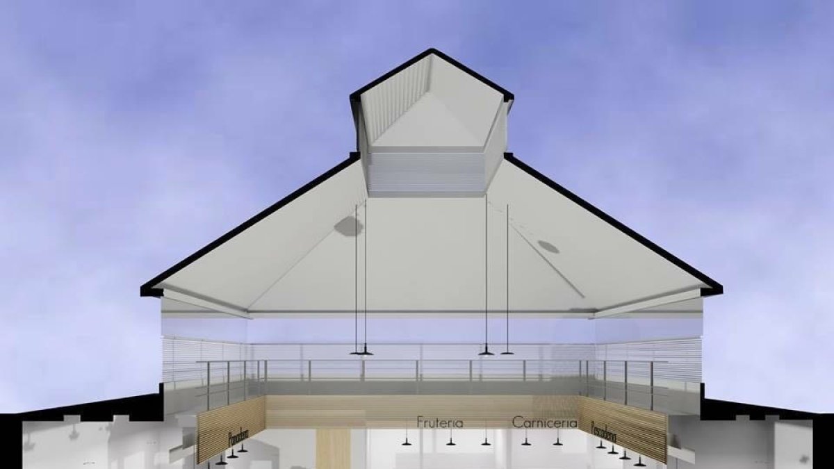 Aspecto interior del futuro Mercado de Abastos de Macael.