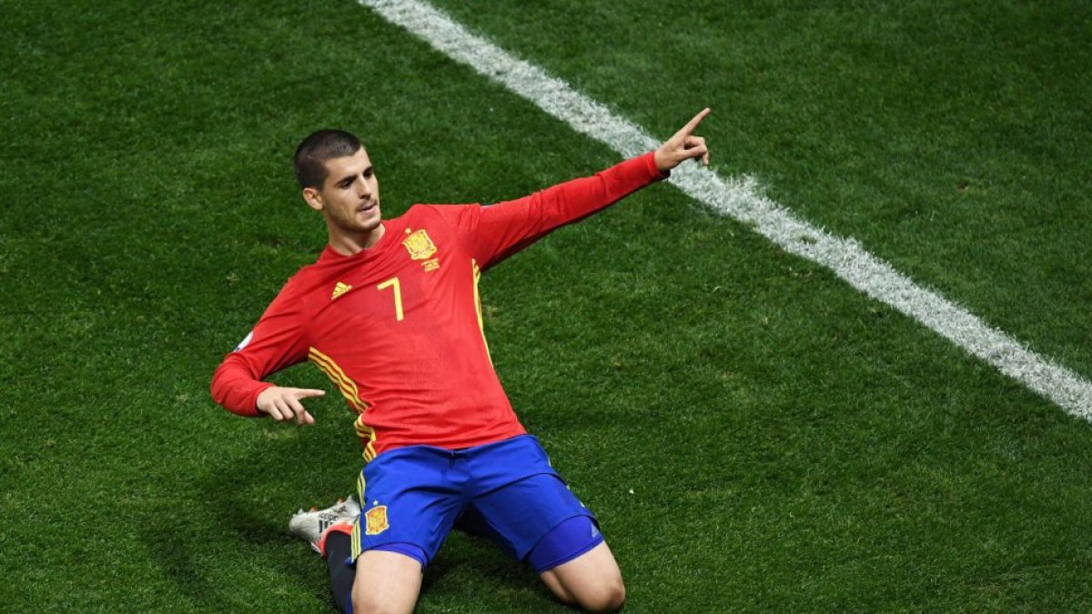Morata, celebrando el 1-0.