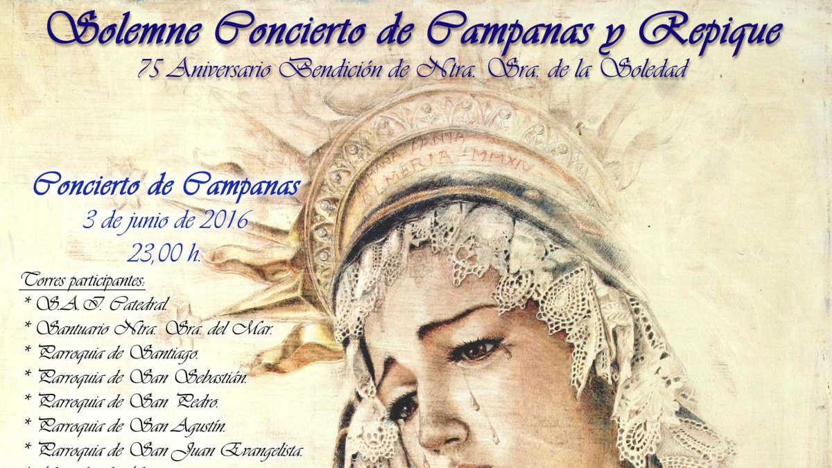 Detalle del cartel con las actividades por los 75 años de la Soledad.