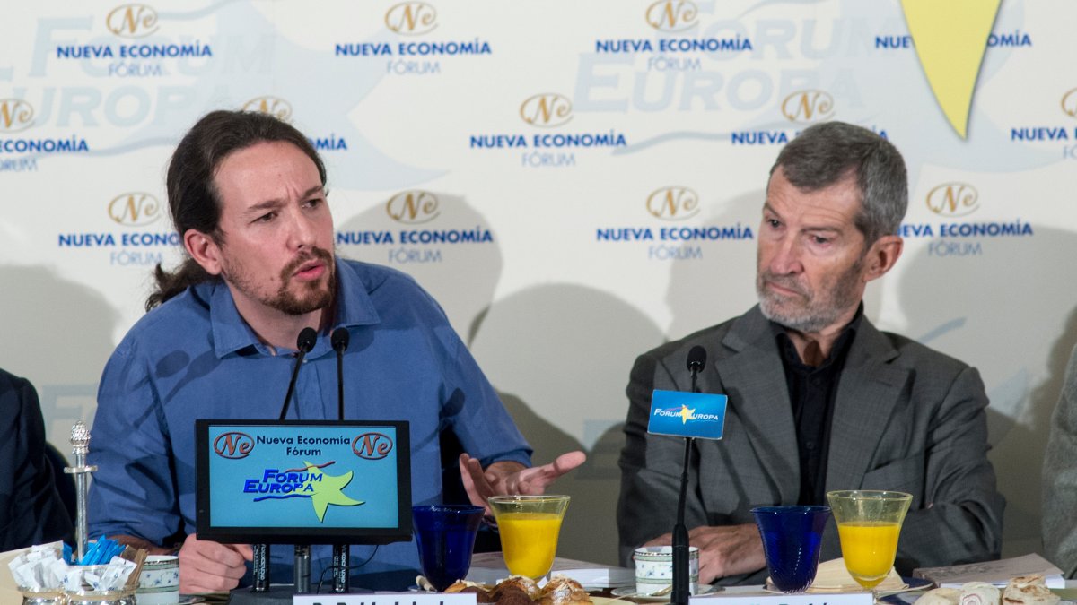 Pablo Iglesias y Julio Rodríguez, en un acto en Madrid.