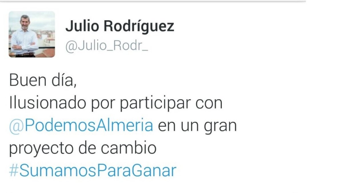 Mensaje de Julio Rodríguez en su cuenta personal de Twitter.