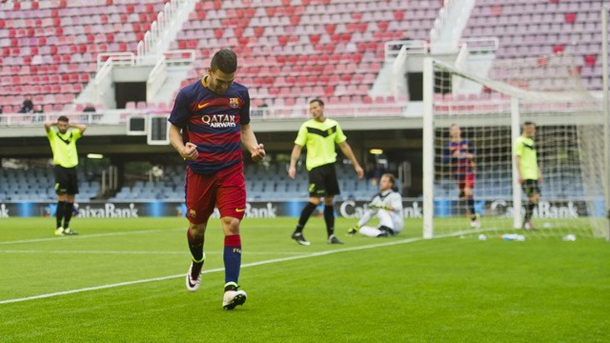 Dani Romera celebrando el gol del domingo.