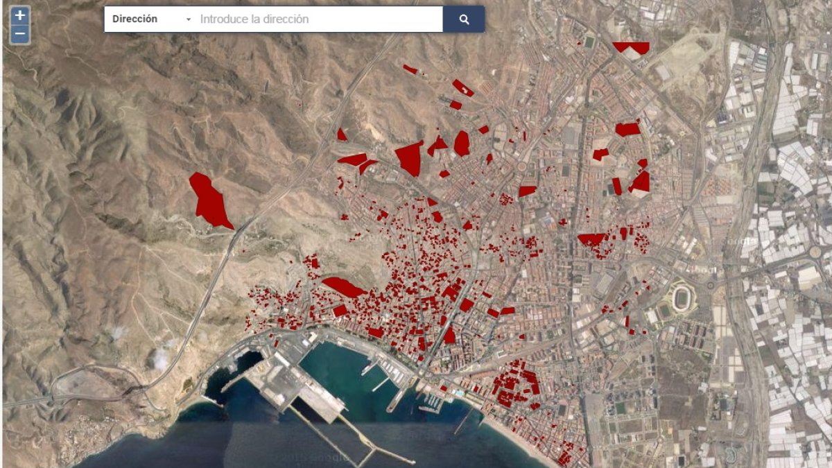 Plano de los edificios pendientes de presentar el Informe de Evaluación de los Edificios.