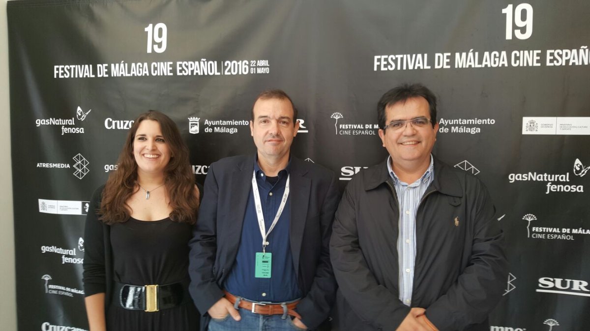 Loles Peña, Enrique Iznaola y Antonio J. Rodríguez, en Málaga.