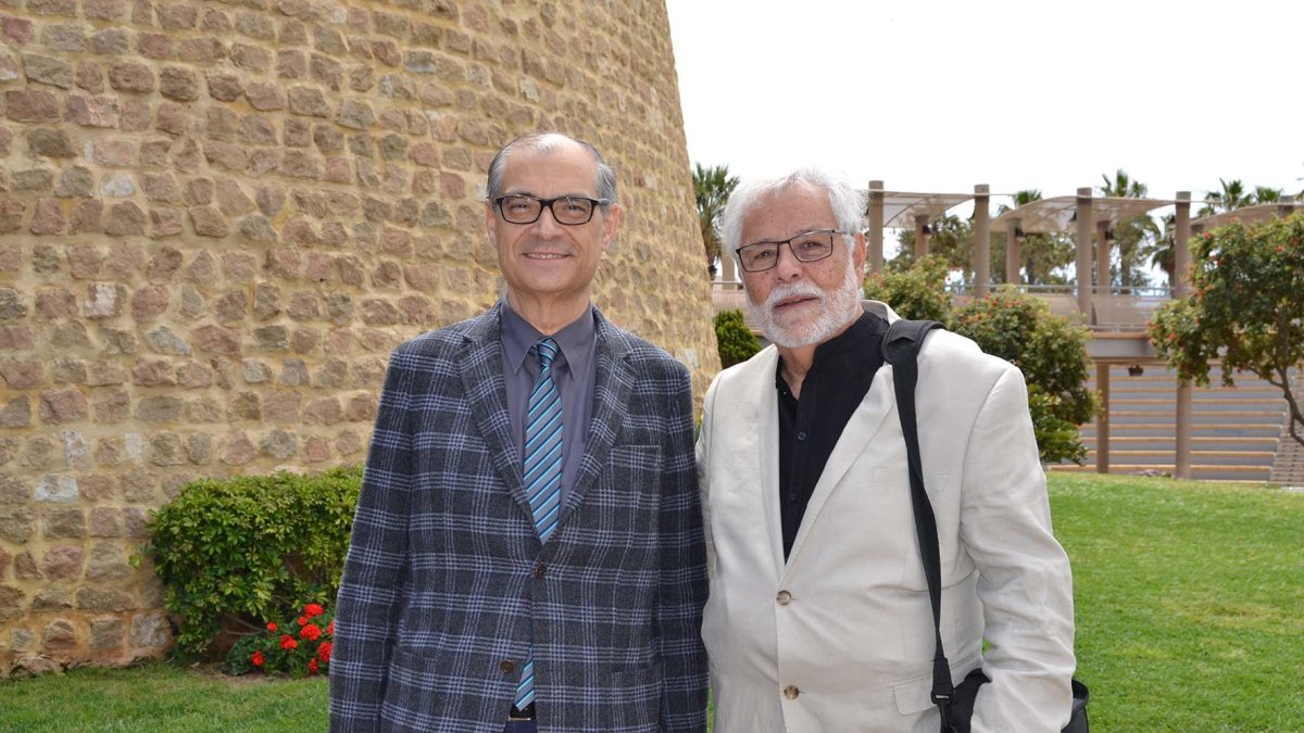 Germán Vega y Manuel Canseco, en el Castillo de Santa Ana de Roquetas.
