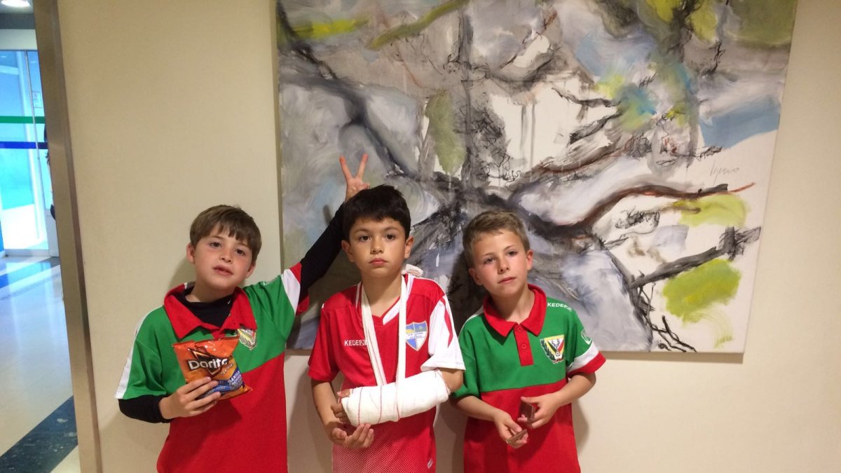 José Manuel con dos compañeros del Loma de Acosta.