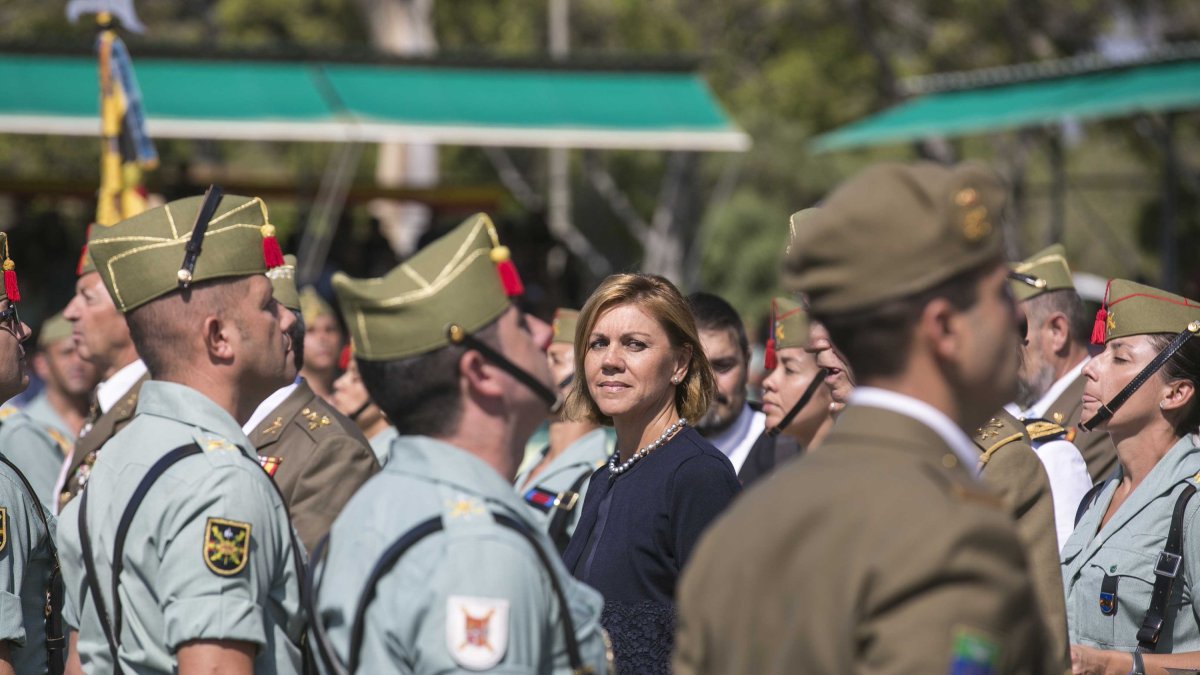 María Dolores de Cospedal en un acto celebrado en la base en septiembre