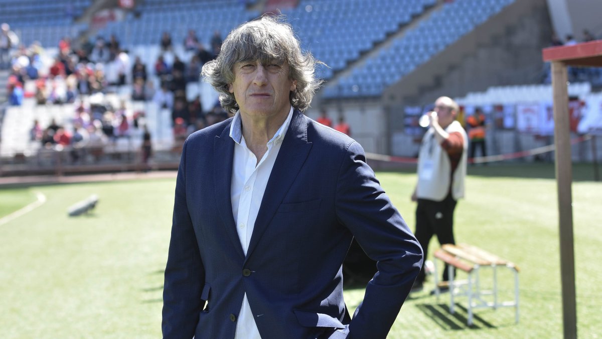 Martín Monreal en el banquillo del Albacete.