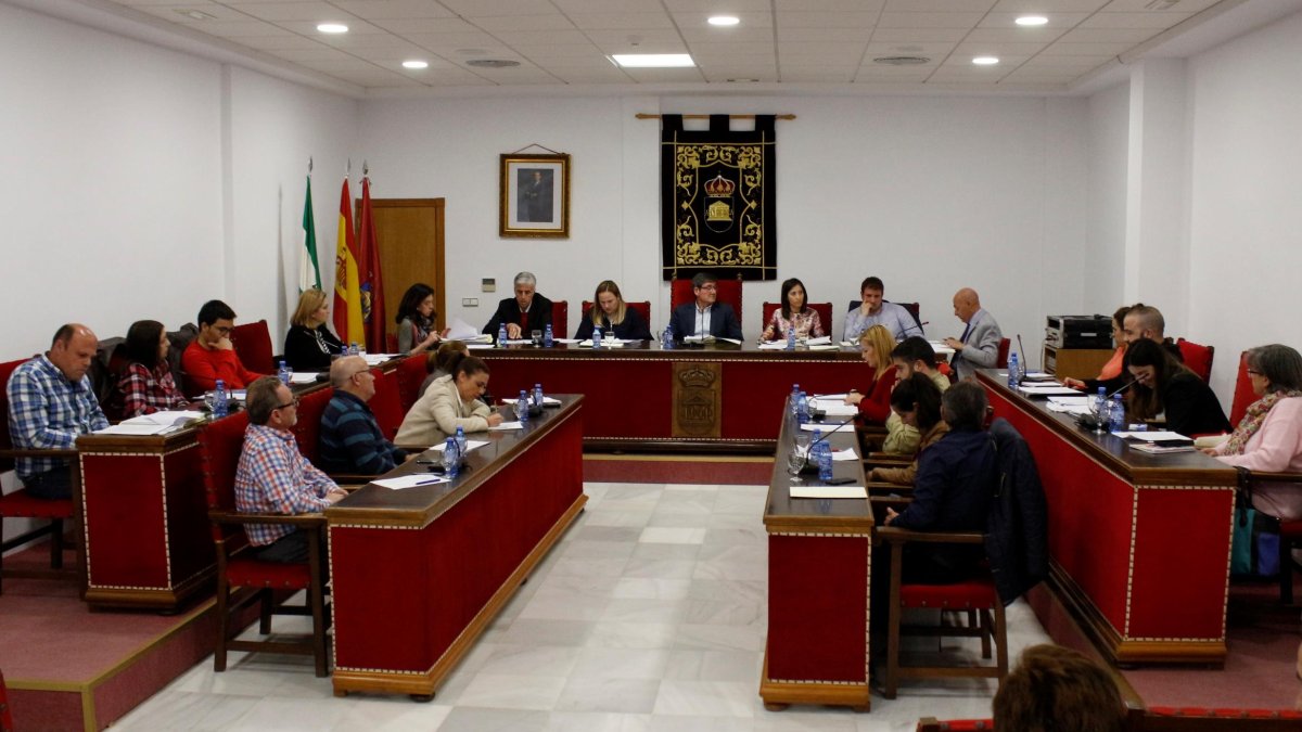 Salón de plenos durante el desarrollo de la sesión llevada a cabo en la tarde noche del pasado lunes en Adra.