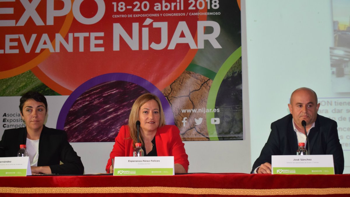 Mariela Fernández-Bermejo, Esperanza Pérez y José Sánchez durante la ponenecia sobre el Puerto Seco.