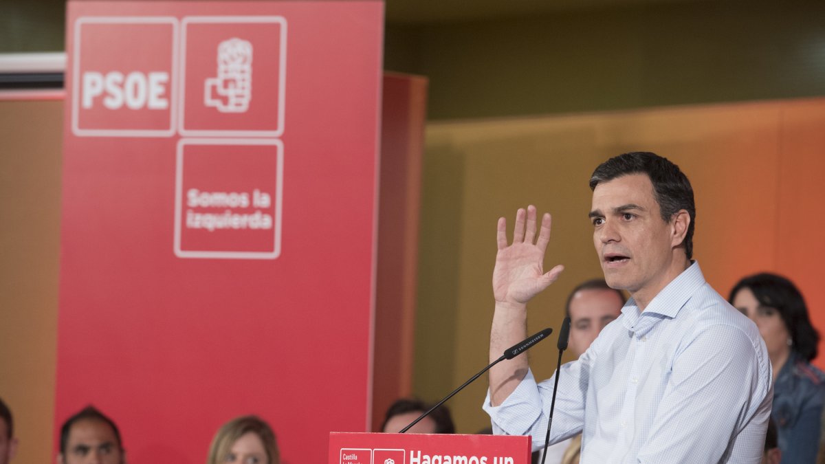 Pedro Sánchez, en el mitin de Albacete.