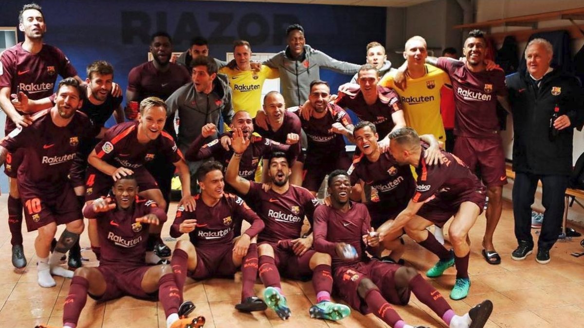 Los jugadores del Barça celebrando un nuevo título.
