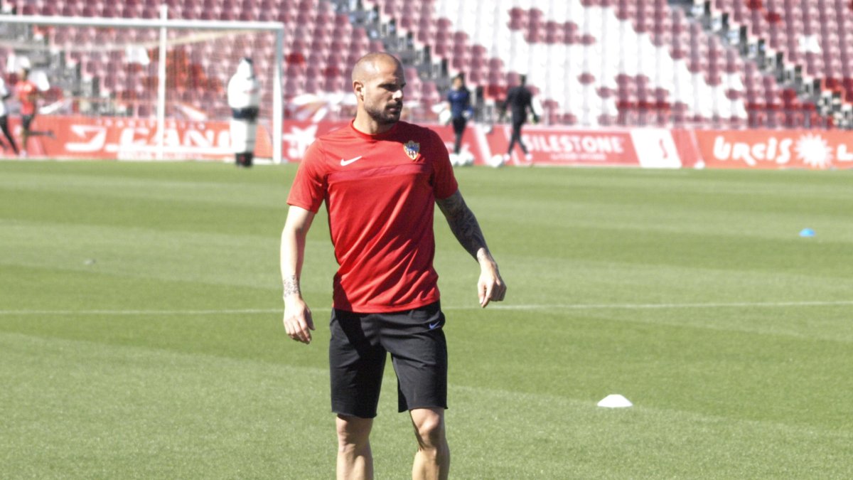 Nano González en el entrenamiento de este miércoles.