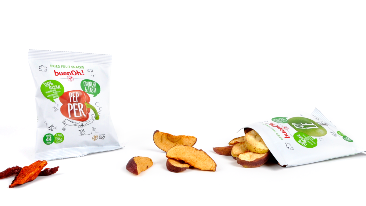 Foto de bodegón de los snacks vegetales BuenOH!