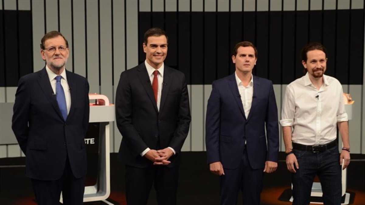 Los candidatos de las cuatro primeras fuerzas parlamentarias, antes del debate de las últimas generales