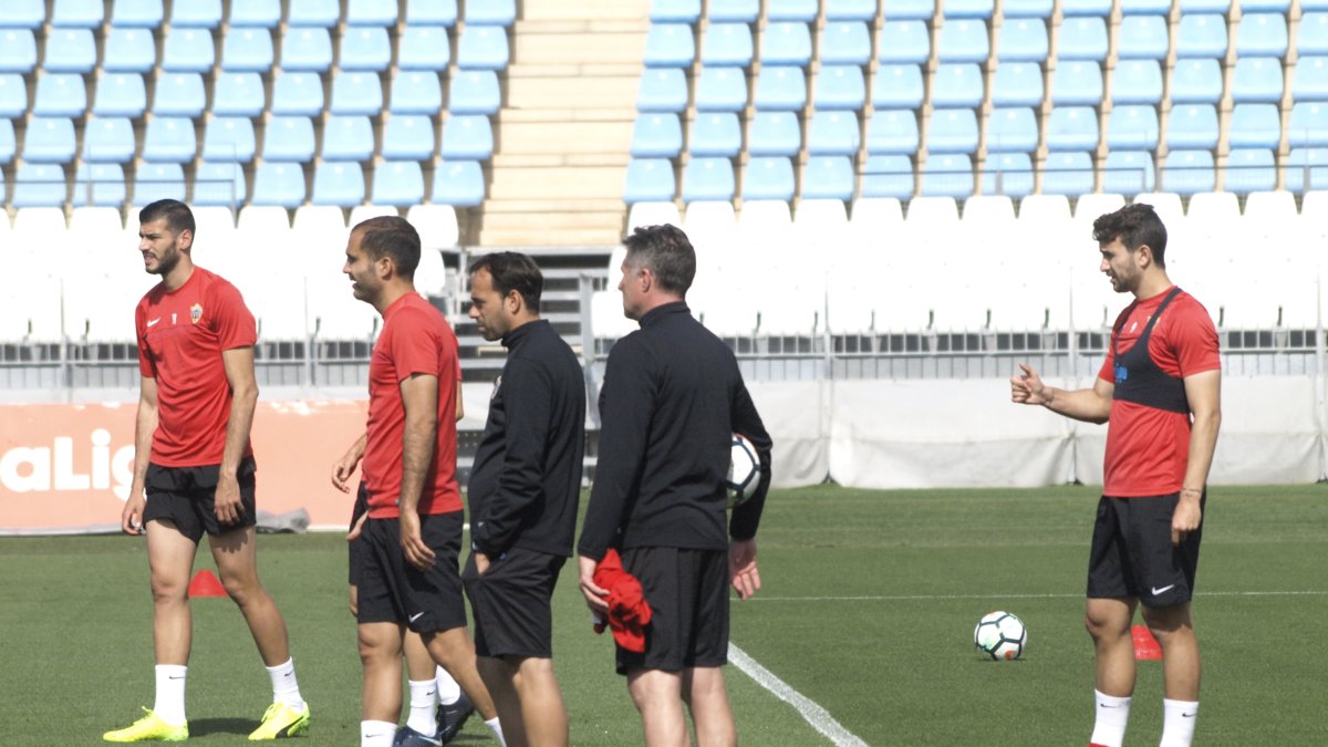Fran Fernández en el entrenamiento de este jueves.