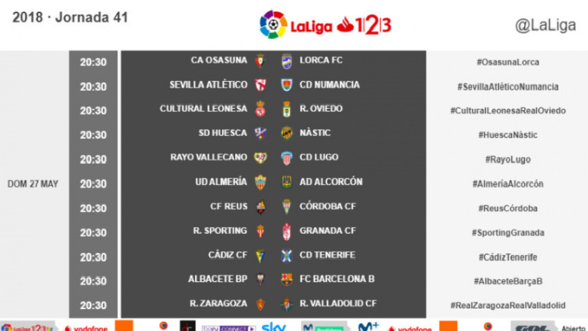 Los horarios de la jornada 41 al completo.