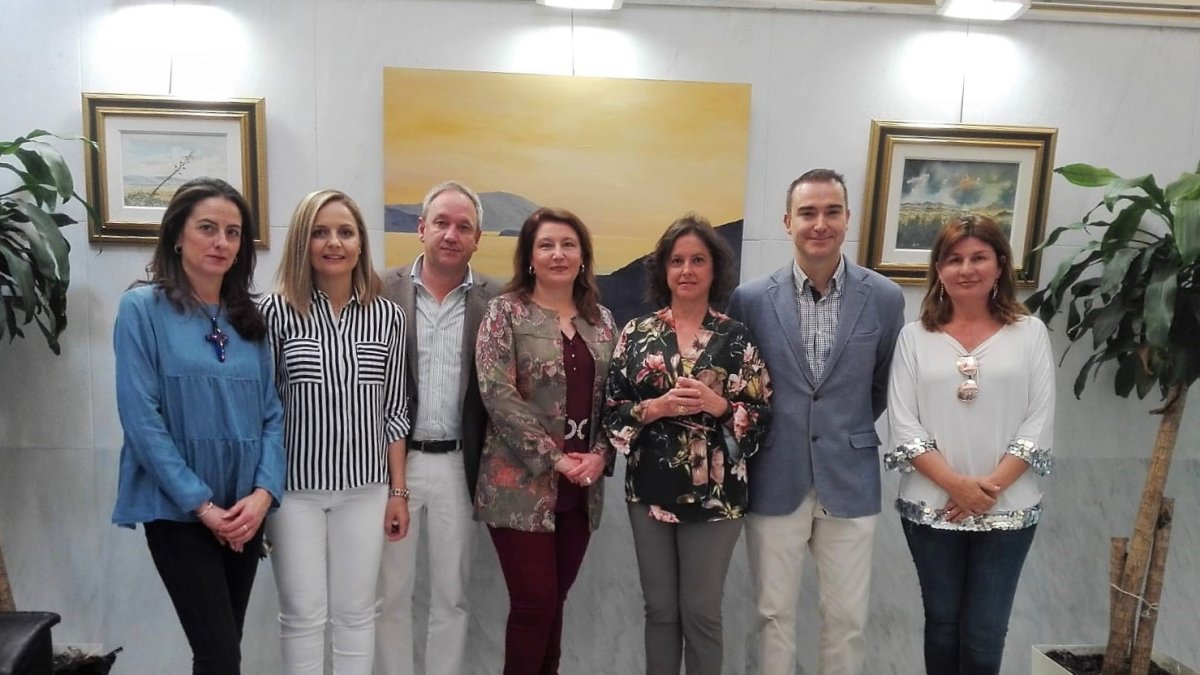 Parlamentarios andaluces y la vicesecretaria de Sanidad del PP, hoy en la sede del Colegio de Médicos.