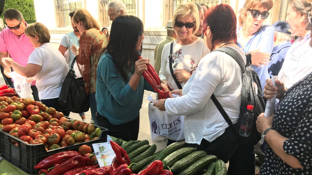 Reparto de hortalizas en el Paseo contra los transgénicos