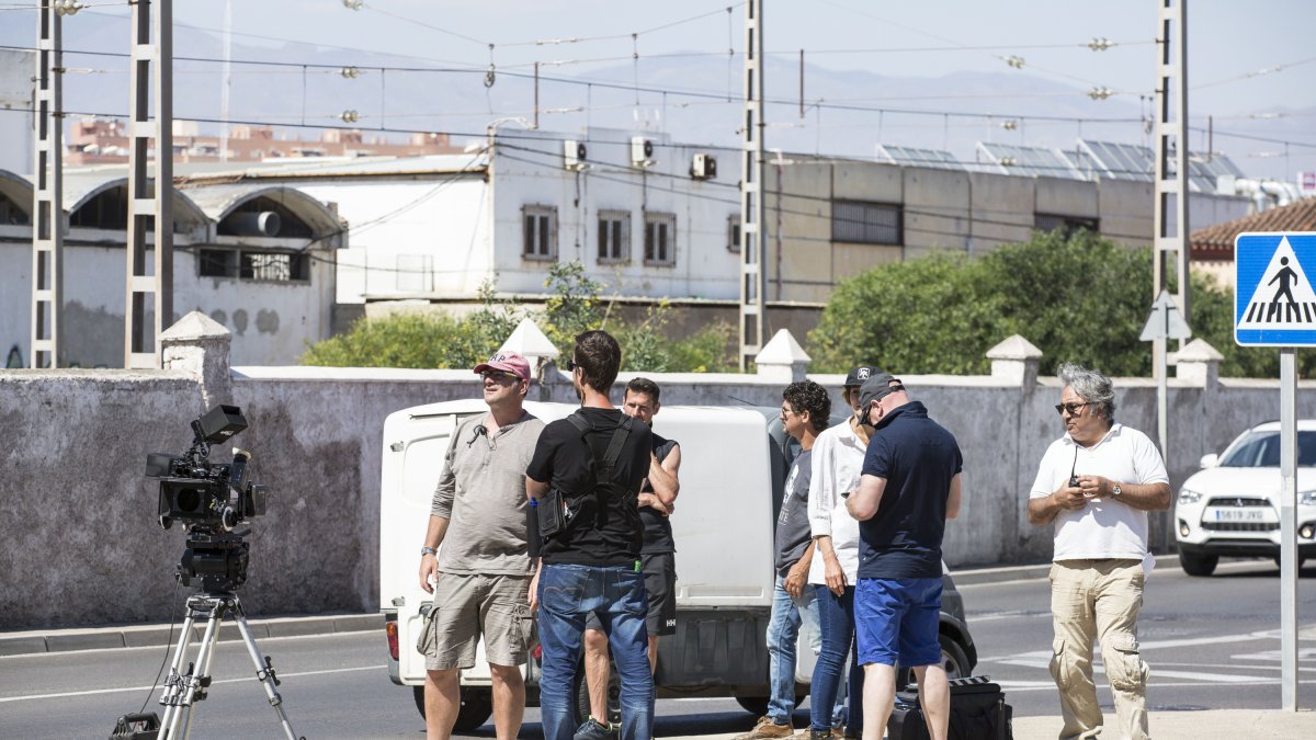 Rodaje de la serie, el pasado martes en la carretera de Sierra Alhamilla.