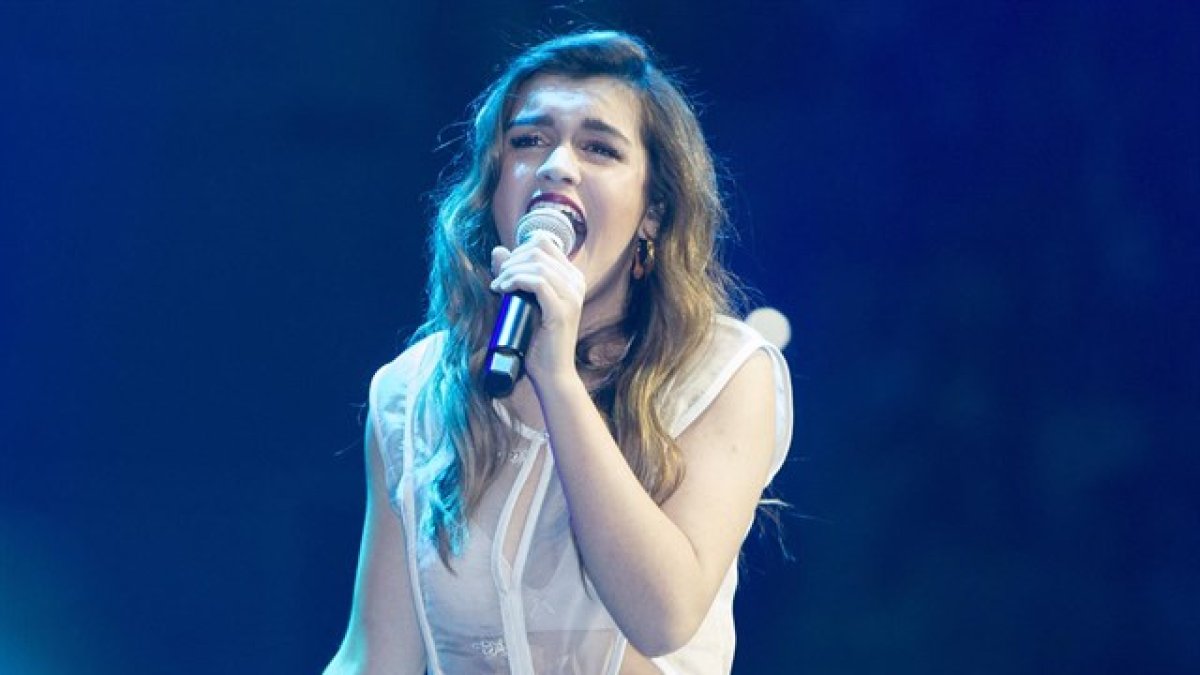 La cantante, durante una actuación en OT