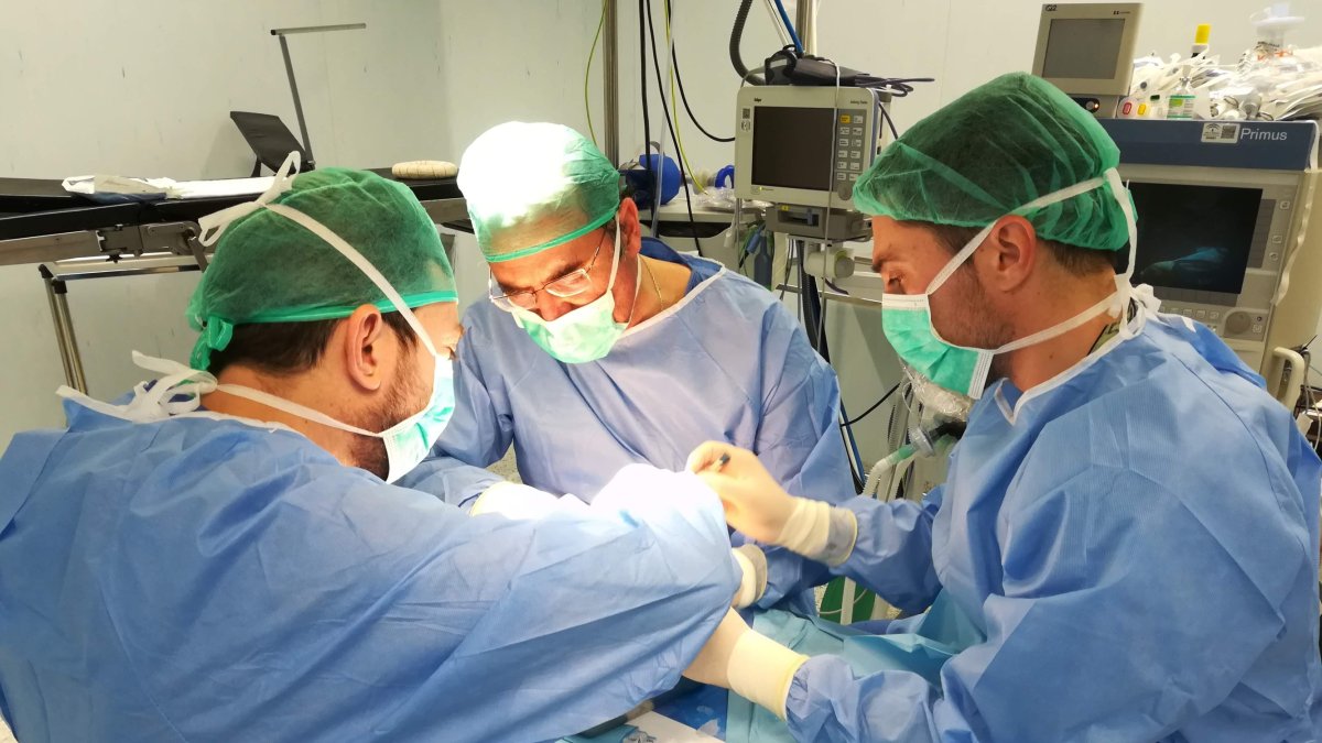 Profesionales del Hospital de Poniente llevando a cabo una intervención.