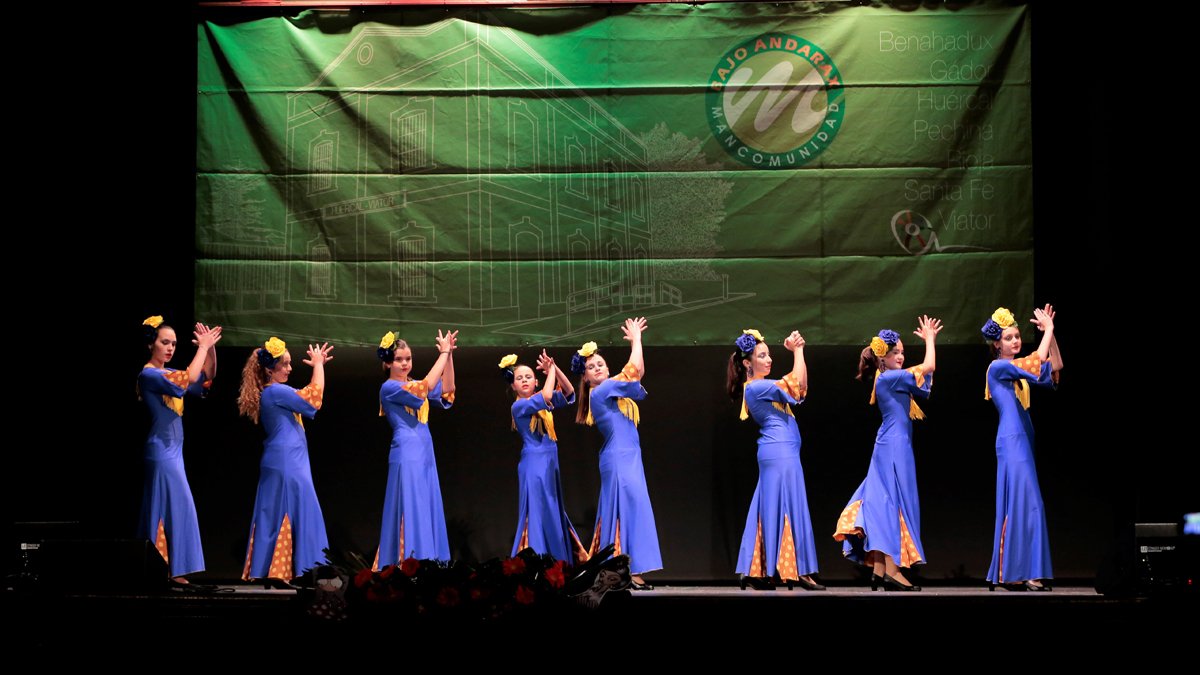 Uno de los grupos que actuaron ayer sábado en la muestra comarcal de baile.