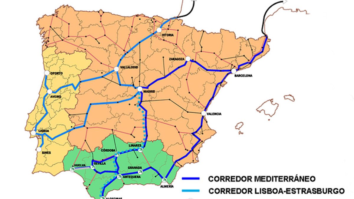 Mapa de corredores ferroviarios.