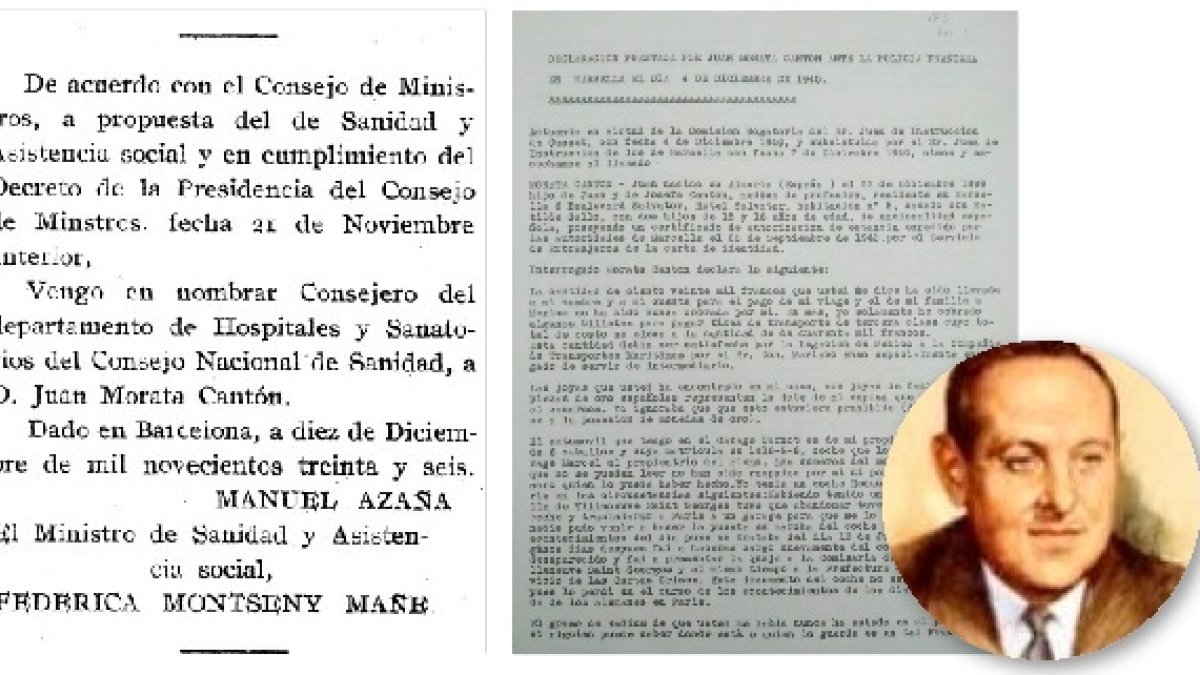 Nombramiento, acta del interrogario y retrato de Juan Morata Cantón.