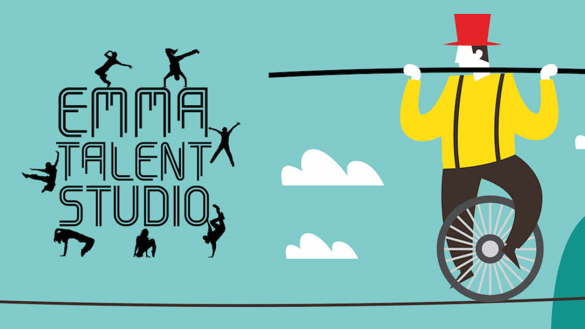 Detalle del cartel de ‘EMMA Talent Studio’.