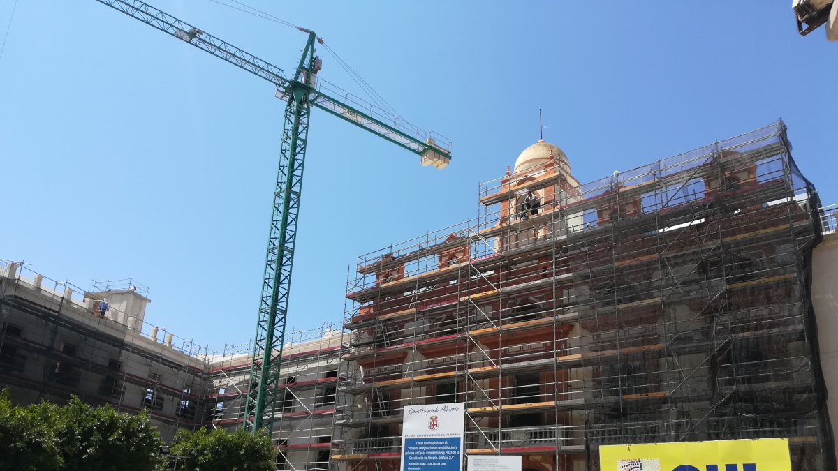 Imagen de las obras de la Plaza Vieja hace unos días