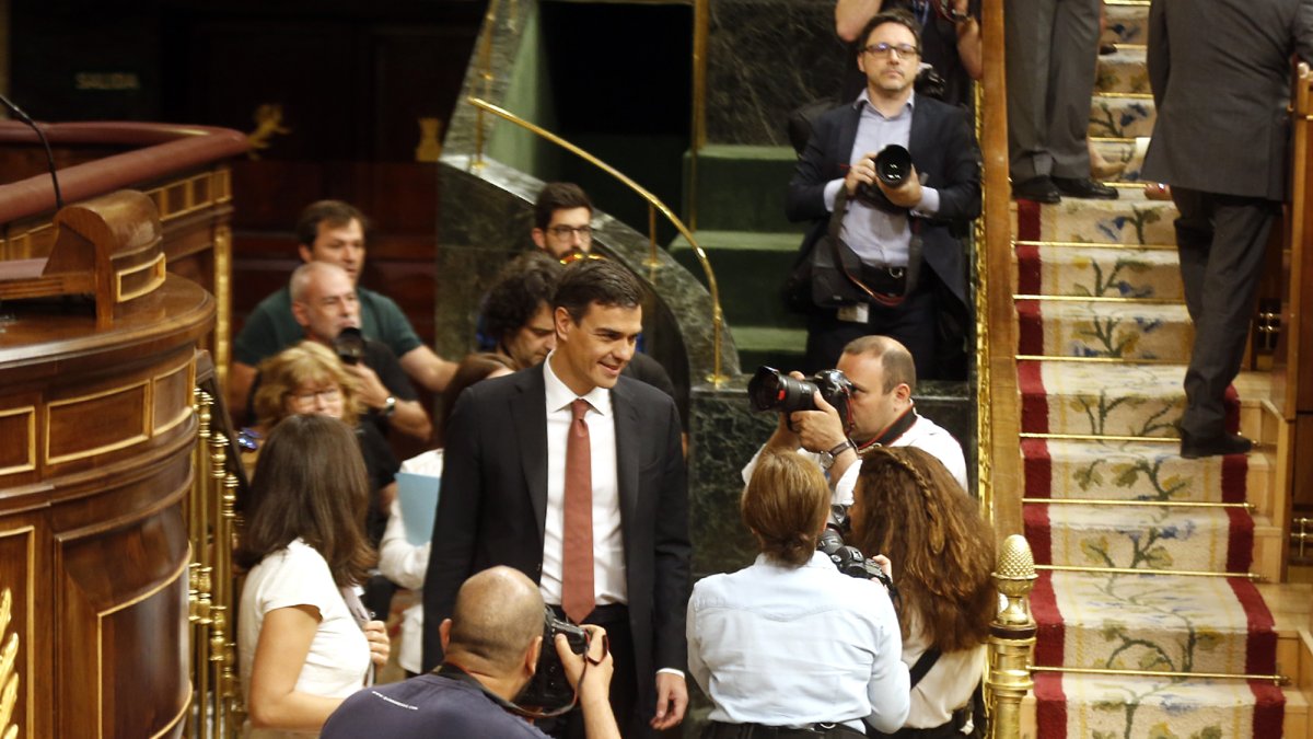 Sánchez, ayer en el Congreso. Foto: Pool Moncloa / J.M.Cuadrado
