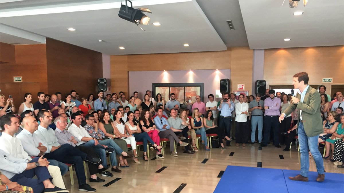 Pablo Casado, en el acto celebrado en el Hotel Elba de la capital esta mañana.