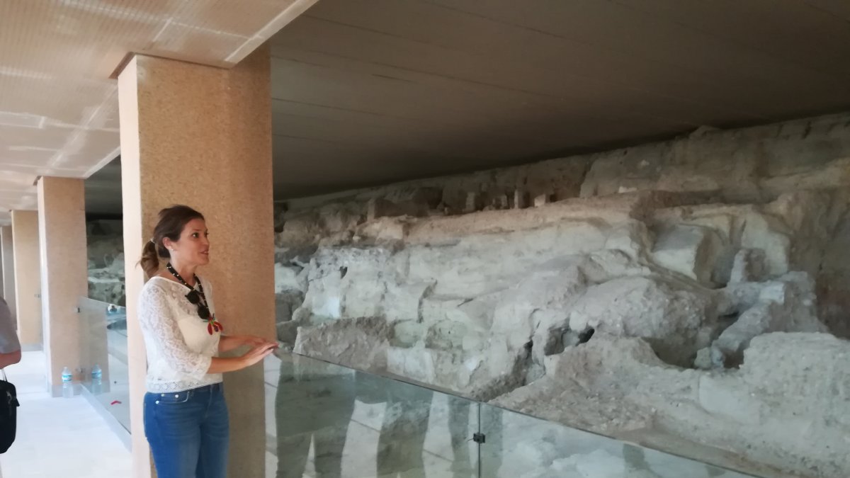 Ana Martínez Labella viendo la obra.