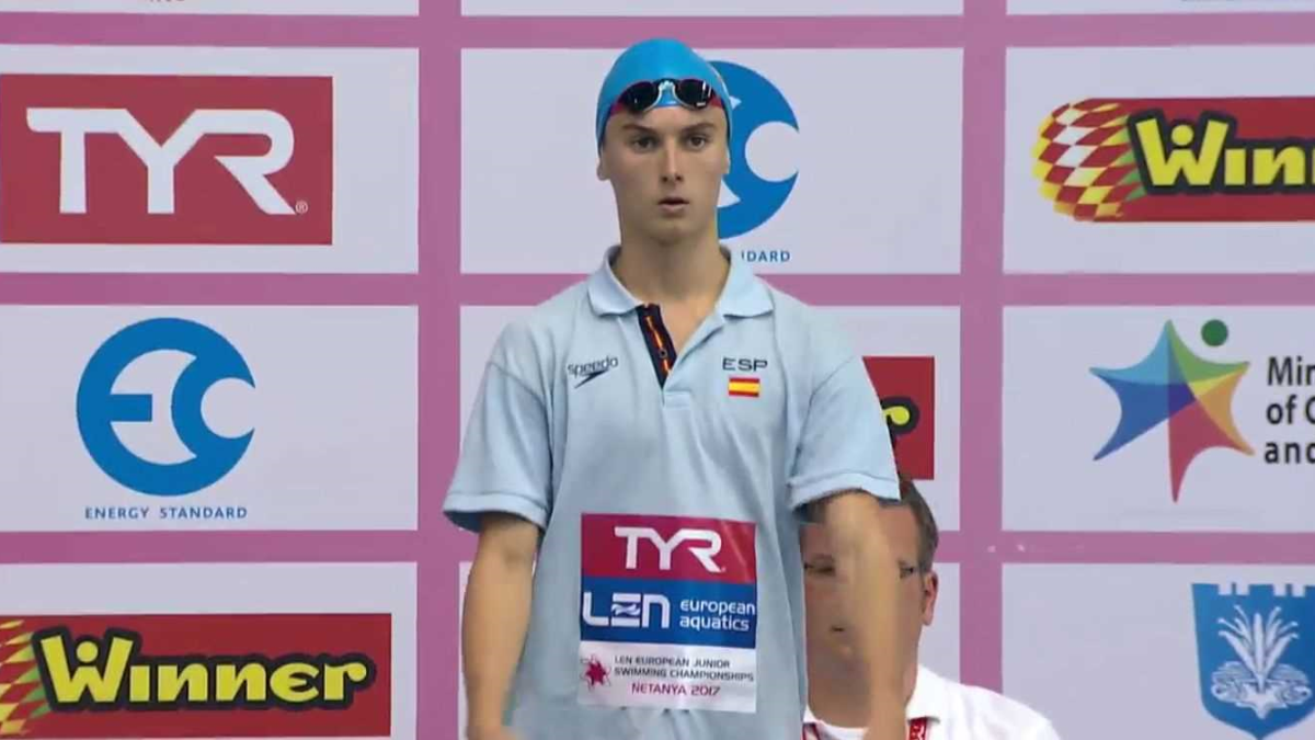 El nadador ejidense antes de comenzar la prueba.