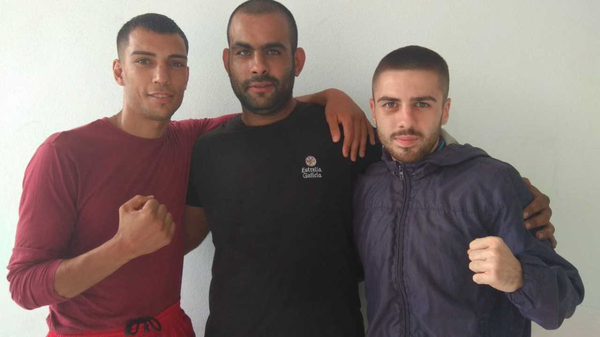 Los tres púgiles almerienses.