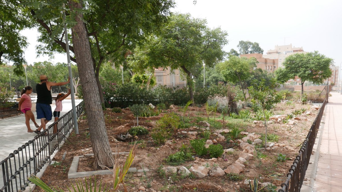 Un parque en Piedras Redondas cuyo jardín ha sido levantado y mantenido por los vecinos del barrio.