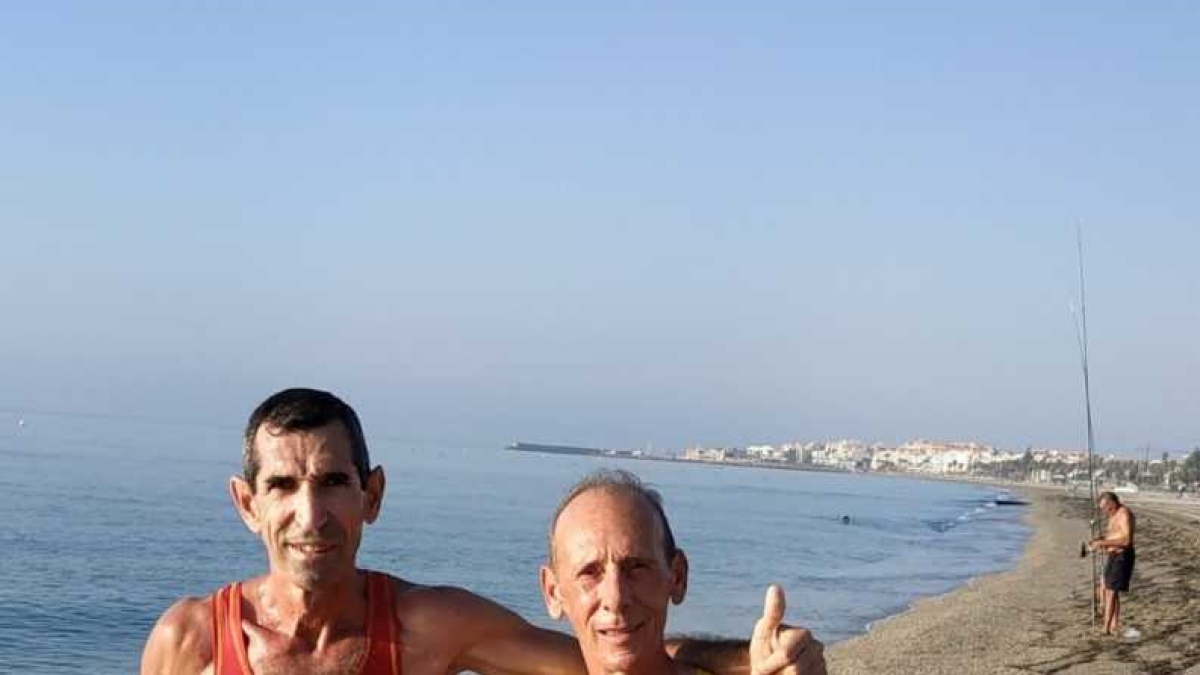 Los dos atletas en pleno entrenamiento.